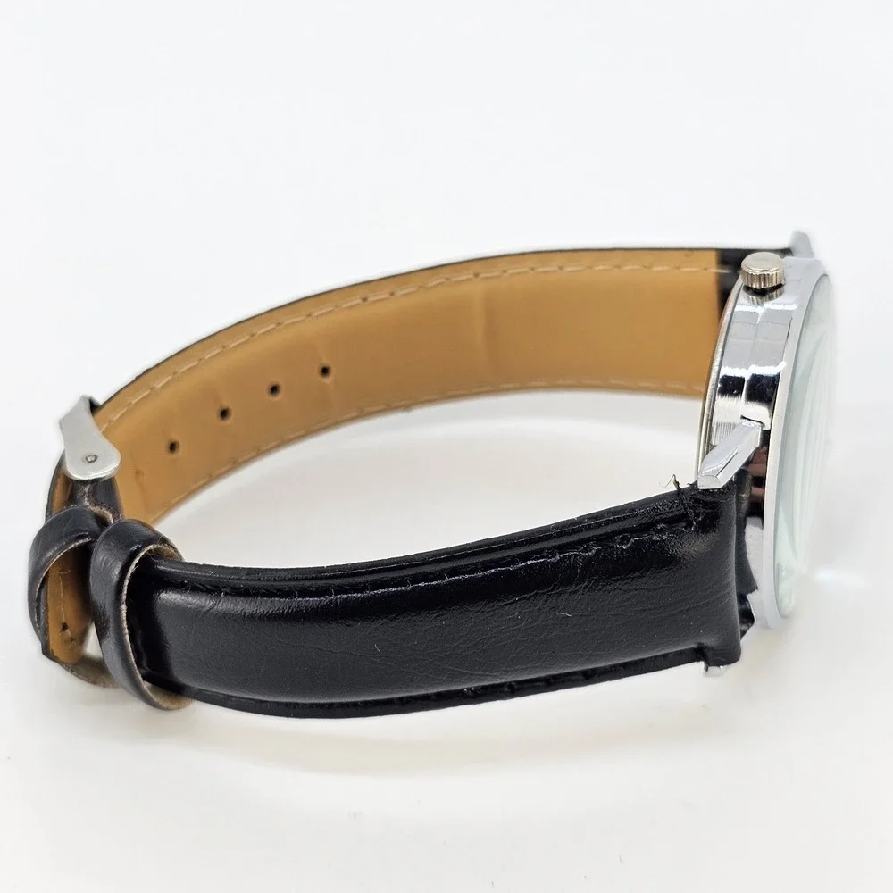 Now Is A Good Time Women's Watch 38MM White Dial Black Leather Bands NEW Battery